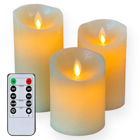 Набор з 3 LED свечей Dancing Flame 75х100/125/150 мм с имитацией пламени и пультом ДУ Premium - Edisons