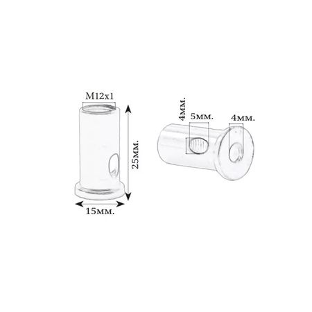 Кріпильний циліндр з отвором під вихід троса під шуруп чорний M12, зображення 3