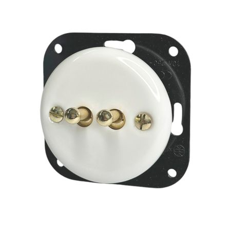 Ретро вимикач керамічний Keruida тумблерний білий 2-клавішний прихованого монтажу без рамки, Тип вимикача: двоклавішний, Форма рамки: без рамки, Колір основи: білий, зображення 2