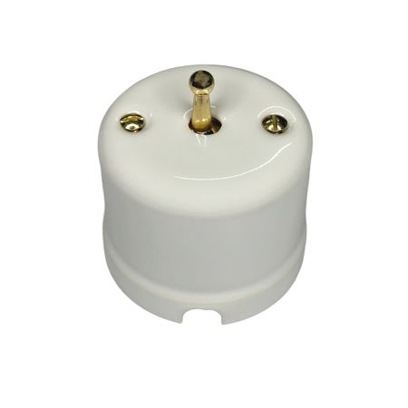 Ретро выключатель керамический Keruida тумблерный белый 1-клавишный без рамки, Тип выключателя: одноклавишный, Цвет основы: белый, изображение 3 - Edisons