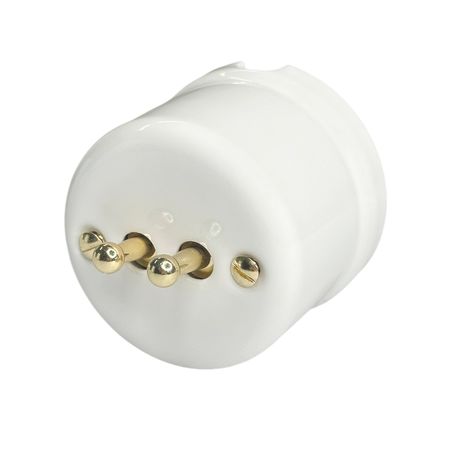 Ретро выключатель керамический Keruida тумблерный белый 2-клавишный без рамки, Тип выключателя: двуклавишный, Цвет основы: белый, изображение 2 - Edisons