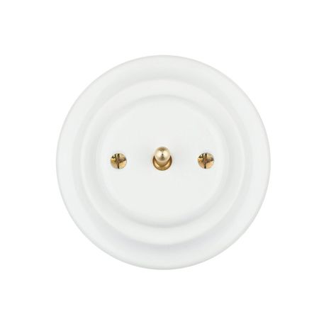 Ретро выключатель керамический Keruida тумблерный белый 1-клавишный скрытого монтажа без рамки, Тип выключателя: одноклавишный, Форма рамки: без рамки, Цвет основы: белый, изображение 4 - Edisons