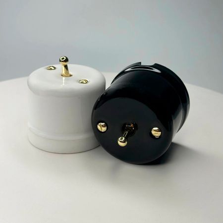 Ретро вимикач керамічний Keruida чорний тумблерний 1-клавішний без рамки, Тип вимикача: одноклавішний, Колір основи: чорний, зображення 10