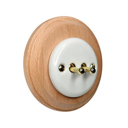 Ретро вимикач керамічний Keruida тумблерний білий 2-клавішний прихованого монтажу без рамки, Тип вимикача: двоклавішний, Форма рамки: без рамки, Колір основи: білий, зображення 15