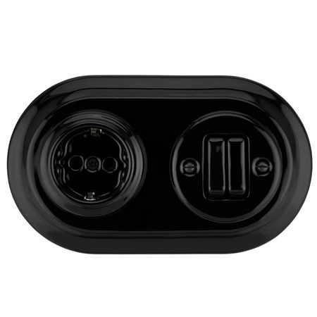 Ретро розетка Keruida черная скрытого монтажа без рамки с заземлением, Форма рамки: без рамки, Цвет основы: черный, изображение 10 - Edisons