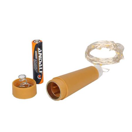 Набір 10 LED гірлянди Пробка покращена модель від батарейки ААА з 20 LED діодами 2 м колір теплий білий без мерехтіння, Колір світлодіодів: теплий білий, Кількість в комплекті: 10 шт., зображення 3