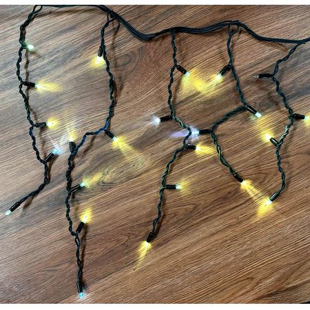 Внешняя гирлянда Starfall бахрома черный провод 75LED 2х0,7м 18flash IP65 свечение - холодный белый с мерцанием (без кабеля питания) Premium, изображение 4 - Edisons