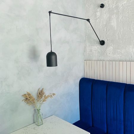 Бра в стиле лофт Black P115 с шарнирами и черным металлическим плафоном - Edisons