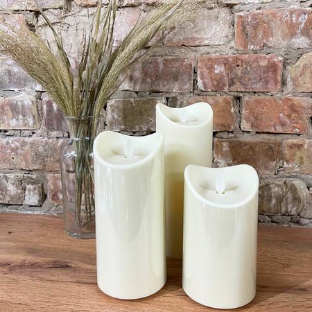 Набор 3 больших LED свечей с пультом ДУ и супер реалистичной имитацией пламени (уличные, влагозащищенные) на батарейках Premium, изображение 7 - Edisons