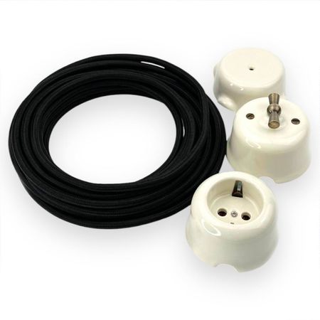 Ретро вимикач керамічний SOFTY Milk 2-клавішний з бронзовою ручкою без рамки, Тип вимикача: двоклавішний, Колір основи: молочний, зображення 14