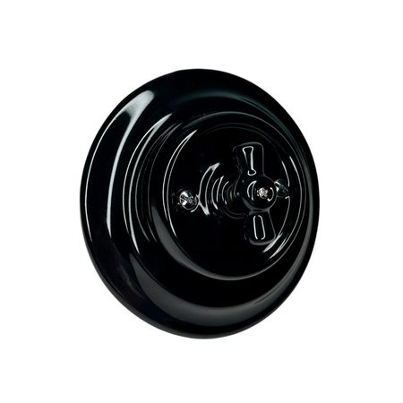 Ретро вимикач керамічний Keruida чорний поворотний 1-клавішний прихованого монтажу без рамки, Тип вимикача: одноклавішний, Колір основи: чорний, зображення 2