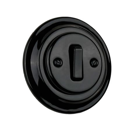 Вимикач керамічний Keruida чорний 1-клавішний прихованого монтажу, Тип вимикача: одноклавішний, Форма рамки: кругла, Колір основи: чорний, зображення 3