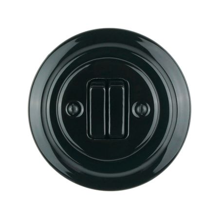 Вимикач керамічний Keruida чорний 2-клавішний прихованого монтажу, Тип вимикача: двоклавішний, Форма рамки: кругла, Колір основи: чорний, зображення 3