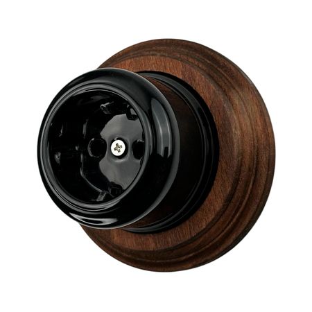 Ретро розетка керамическая Keruida черная с заземлением без рамки, Цвет основы: черный, изображение 6 - Edisons