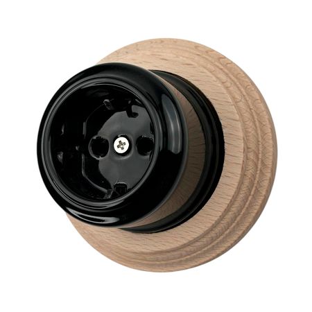 Ретро розетка керамическая Keruida черная с заземлением без рамки, Цвет основы: черный, изображение 7 - Edisons