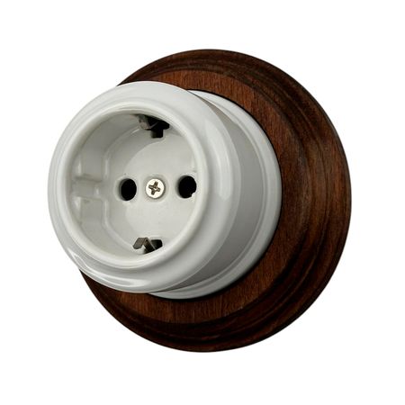 Ретро розетка керамічна Keruida біла із заземленням без рамки, Колір основи: білий, зображення 12