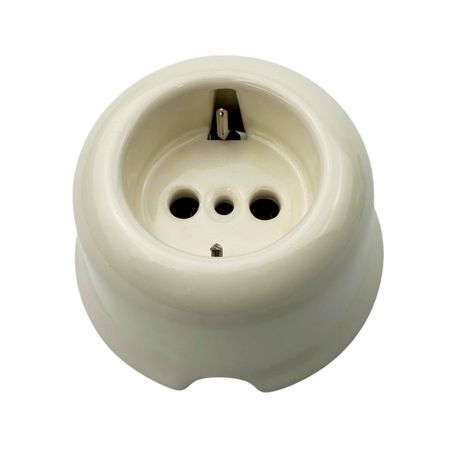 Ретро розетка керамічна SOFTY Milk без рамки, Колір основи: молочний