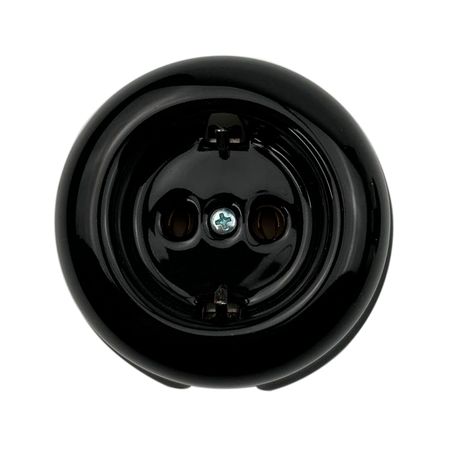 Ретро розетка керамічна SOFTY Black без рамки, Колір основи: чорний, зображення 2