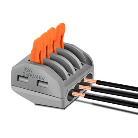 Клема сполучна типу WAGO 222-414 на 4 проводи 0.08–4 мм²/12–28AWG 32А 250В важільний затискач Premium, Кількість: 1 шт., зображення 2