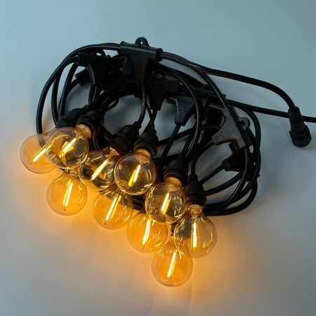 Вулична ретро гірлянда Дроп Лайт Е14 (5м 10 патронів) M19 IP44 вологозахищена з LED лампами G45 GOLD 2W 2200K (+2 запасні), зображення 4