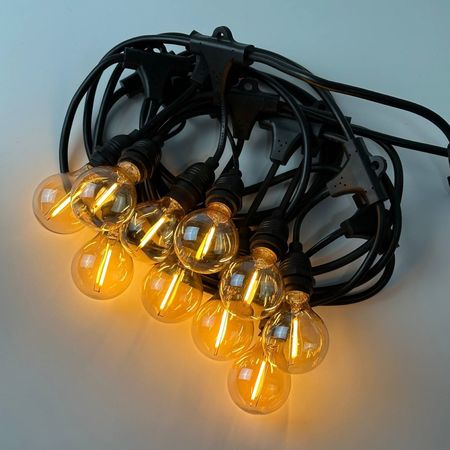 Вулична ретро гірлянда Дроп Лайт Е14 (5м 10 патронів) M19 IP44 вологозахищена з LED лампами G45 GOLD 1W 2200K (+2 запасні) Premium, зображення 11