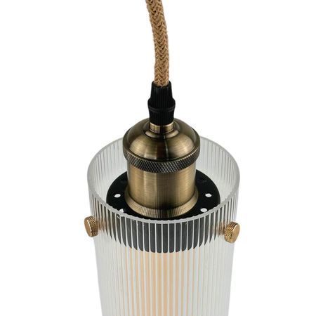 Підвісний світильник Ripple з плафоном із рифленої акрилової труби та бронзовим патроном, зображення 18