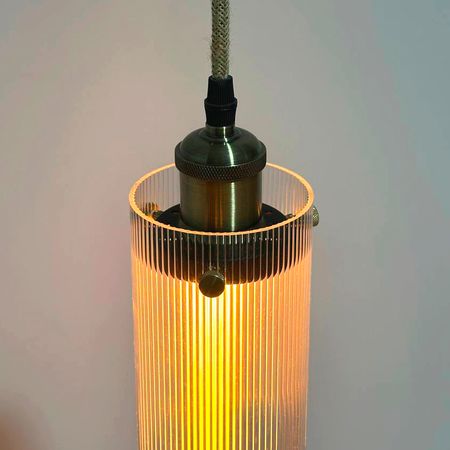 Підвісний світильник Ripple з плафоном із рифленої акрилової труби та бронзовим патроном, зображення 8