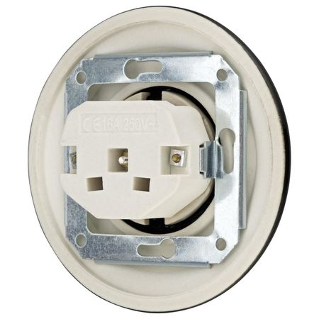 Ретро розетка Keruida черная скрытого монтажа с рамкой с заземлением, Форма рамки: круглая, Цвет основы: черный, изображение 5 - Edisons