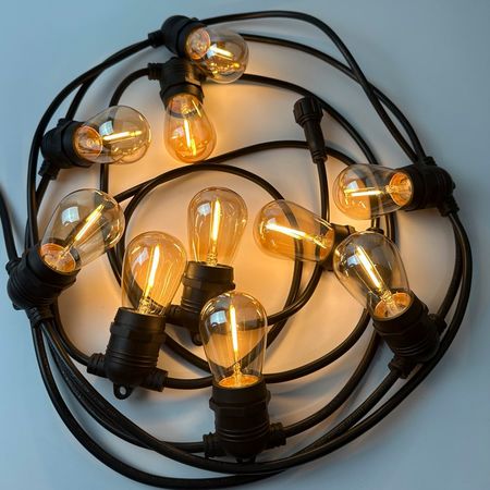 Вулична ретро гірлянда Стрінг Лайт Е27 (10м 20 патронів) M19 IP65 вологозахищена переріз проводу 2х0,5 Premium, зображення 24