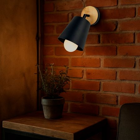 Настінний світильник Trevon з чорним металевим плафоном, Колір: чорний, зображення 9