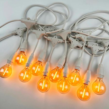 Ретро гірлянда Дроп Лайт Е14 біла (10м 20 патронів) M19 IP65 вологозахищена Premium, зображення 12