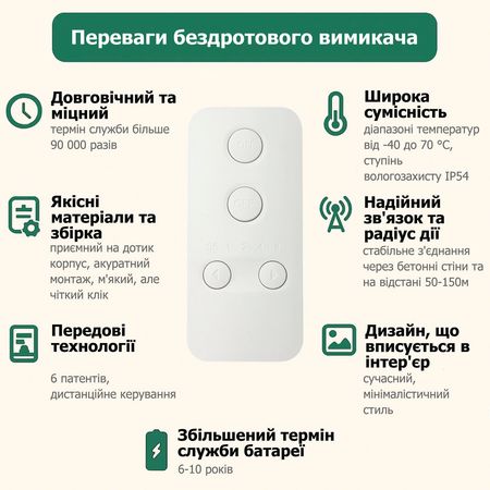 Пульт дистанційного керування 1-канальний CK2A для бездротових вимикачів, зображення 5