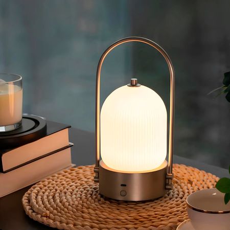 Настольная аккумуляторная LED лампа Aisilan со стеклянным плафоном 2600 mAh 3W 3000-6000K USB цвет Mocco Premium, изображение 4 - Edisons