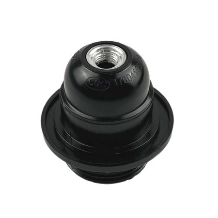 Патрон карболитовый с прижимной гайкой Е27 черный с юбкой Premium, изображение 2 - Edisons