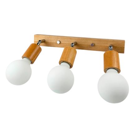Бра в скандинавском стиле Woody cylinder-3 с деревянными патроном и хромовыми шарнирами, Количество источников света: 3, Цвет: дерево, изображение 7 - Edisons