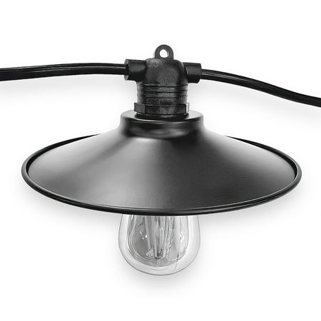 Вулична ретро гірлянда Е27 з абажурами (10м 20 патронів) IP65 вологозахищена з LED лампами ST64 Short gold Е27 2W 2200K Premium, зображення 3