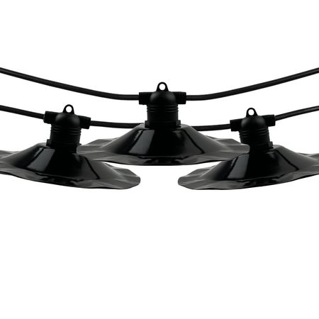 Вулична ретро гірлянда Е27 з абажурами Хвиля (5м 10 патронів) IP65 вологозахищена з LED лампами ST64 gold Е27 2W 2200K Premium, зображення 2