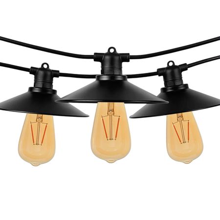 Вулична ретро гірлянда Е27 з абажурами (10м 20 патронів) IP65 вологозахищена з LED лампами ST64 Short gold Е27 2W 2200K Premium