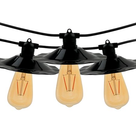 Вулична ретро гірлянда Е27 з абажурами Хвиля (5м 10 патронів) IP65 вологозахищена з LED лампами ST64 gold Е27 2W 2200K Premium