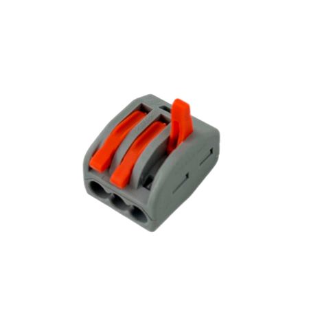 Клема сполучна типу WAGO 222-413 на 3 проводи 0.08–4 мм²/12–28AWG 32А 250В важільний затискач Premium, Кількість: 1 шт., зображення 4