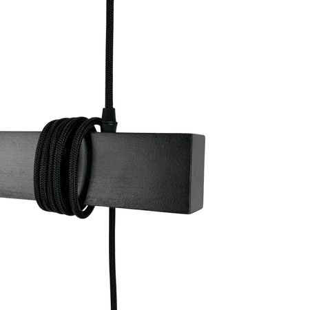 Люстра в скандинавском стиле Wood с деревянным брусом на 3 лампы Черная, Вид світильника: 11, зображення 4