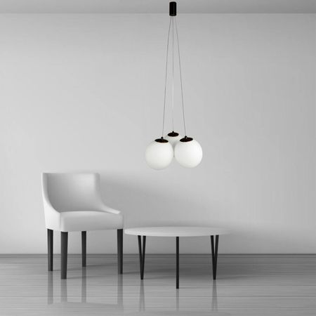 Люстра стельова Aura-3 з матовими плафонами діаметром 130мм з чорною фурнітурою, зображення 4