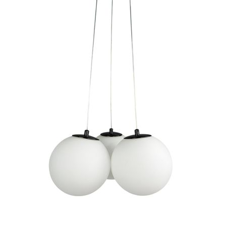 Люстра стельова Aura-3 з матовими плафонами діаметром 150мм з чорними кріпленнями, зображення 7