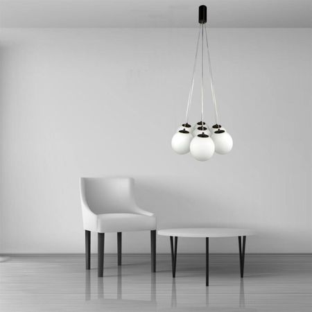 Люстра потолочная Aura-7 c матовыми плафонами диаметром 150мм с черными креплениями, изображение 3 - Edisons