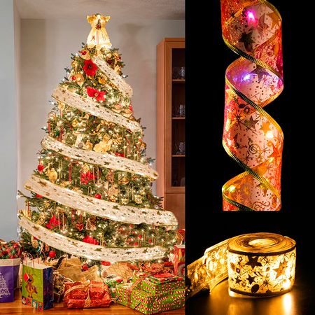 LED гірлянда-стрічка на ялинку Срібна 100 LED 10м Теплий Білий  2 в 1 від USB та батарейок, зображення 15