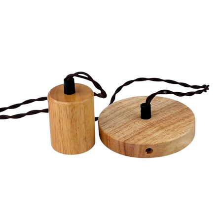 Світильник дерев'яний Woody Craft з коричневим крученим дротом, зображення 3
