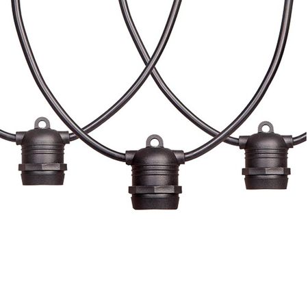 Вулична ретро гірлянда Стрінг Лайт Е27 IP65 (крок 33см, 3 патрона Е27 на 1 метр) Вибір довжини кратно 5 м Premium