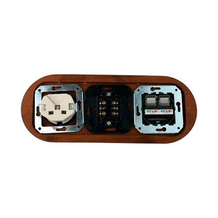 Рамка деревянная Keruida темная на 3 поста для скрытого монтажа, изображение 8 - Edisons