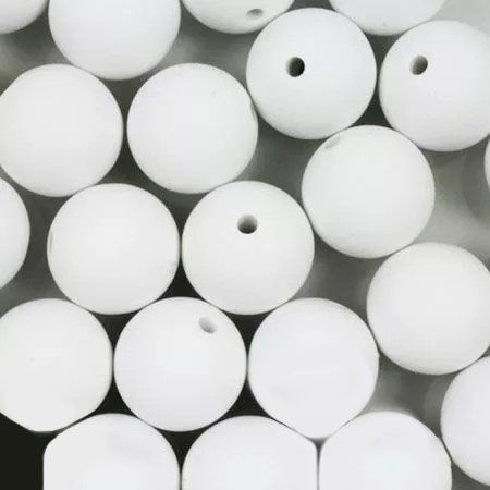 Кругла скляна бусина 14мм біла ( за 10 шт.), зображення 3