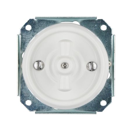 Ретро вимикач керамічний Keruida білий поворотний перехресний прихованого монтажу з дерев'яною рамкою, зображення 3